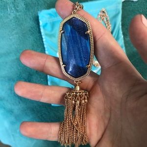 Kendra Scott Rayne Rose Gold Necklace Blue Stone